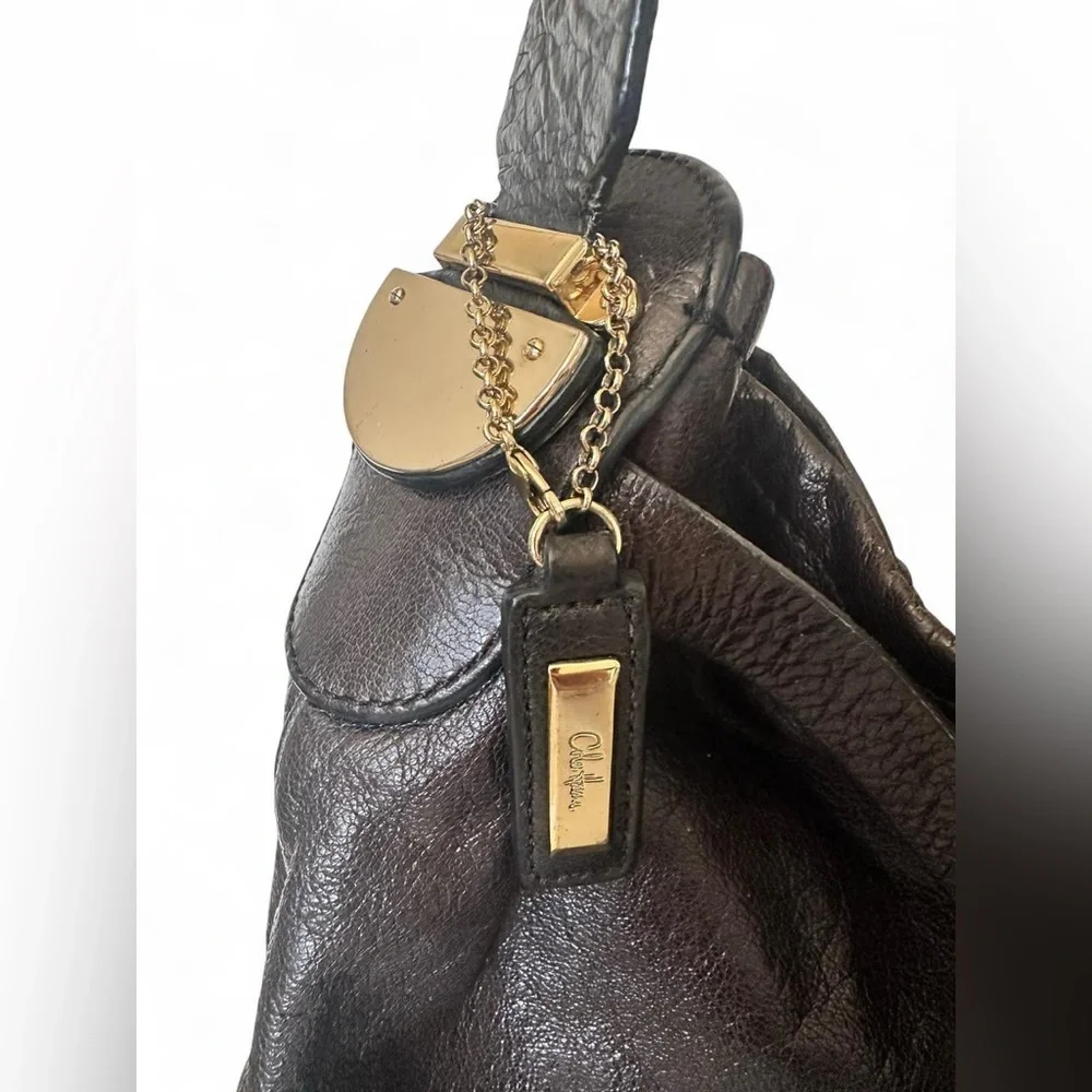 COLE HAAN BLACK LEATHER CITY CHIC HOBI BAG WITH Hang TAGS AND GOLD HARDWARE